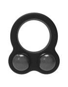 DREAM toys Inel pentru penis RAMROD Cockring Dual Weightdin silicon cu 2 bile de oțel detașabile greutate 114 grame negru