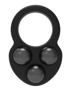 DREAM toys Inel pentru penis RAMROD Cockring Triple Weight din silicon cu 3 bile de oțel detașabile greutate 171 grame negru