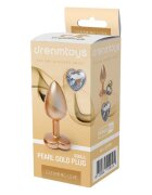 DREAM toys Plug anal Pearl Gold Plug cu bază în formă de inimă lungime 7.1 cm diametru 2.7 cm auriu mărime S