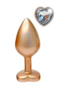 DREAM toys Plug anal Pearl Gold Plug cu bază în formă de inimă lungime 8.3 cm diametru 3.4 cm auriu mărime M