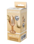 DREAM toys Plug anal Pearl Gold Plug cu bază în formă de inimă lungime 8.3 cm diametru 3.4 cm auriu mărime M