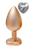 DREAM toys Plug anal Pearl Gold Plug cu bază în formă de inimă lungime 9.5 cm diametru 4.3 cm auriu mărime L