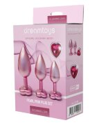 DREAM toys Set plug anal Pearl Pink Plug 3 dopuri de dimensiuni progresive 7.1 cm - 9.5 cm cu baze în formă de inimă roz