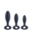 DREAM toys Set plug anal Startroopers Milky Way 1 dop clasic + 2 dopuri cu funcție de vibrație 12.5 cm - 16 cm albastru