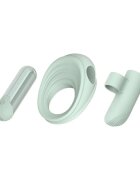 DREAM toys Vibrator multifuncțional Glam 3-In-1 Play Kit purtare pe deget sau ca inel de penis 7 funcții de vibrație 3 viteze verde