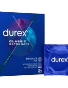 DUREX Prezervative clasice Classic Extra Safe lubrifiate si rezistente 56 mm 1 cutie x 24 buc
