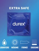DUREX Prezervative clasice Classic Extra Safe lubrifiate și rezistente 56 mm 1 cutie x 3 buc