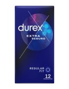 DUREX Prezervative clasice Extra Seguro lubrifiate si rezistente 56 mm 1 cutie x 12 buc