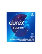DUREX Prezervative Classic Regular Fit din latex lubrifiate și rezistente diametru 56 mm 1 cutie x 3 buc