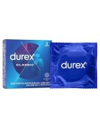 DUREX Prezervative Classic Regular Fit din latex lubrifiate și rezistente diametru 56 mm 1 cutie x 3 buc