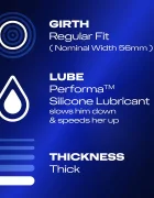 DUREX Prezervative cu striatii Mutual Climax regular fit cu efect de stimulare clitoridiana si intarziere ejaculare 56 mm 1 cutie x 10 buc