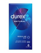 DUREX Prezervative Natural regular fit 56 mm 1 cutie x 6 buc