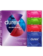 DUREX Set prezervative Surprise Me diverse sortimente extra subțiri groase cu nervuri și puncte din latex diametru 53/56 40 buc