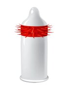 EGZO Prezervativ stimulator Hot Red - Soft cu texturi proeminente din latex diametru 52 mm 1 buc.