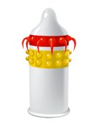 EGZO Prezervativ stimulator Lucky Dude Orange - Medium cu bile și texturi proeminente din latex diametru 52 mm 1 buc.