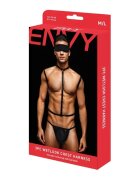 ENVY Set lenjerie pentru barbati - Wetlook Chest Harness 3 piese negru M/L
