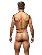 ENVY Set lenjerie pentru barbati - Wetlook Chest Harness 3 piese negru M/L
