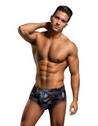 ENVY Slip de înot bărbați Camo Trunks with Dog Tag design camuflaj cu colier de soldat gri închis și negru mărime M/L