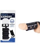 EXCELLENT POWER Ham pentru penis MEN’S EXPERT Cock Strap with Sheath ajustabil pentru jocuri erotice BDSM negru cu argintiu