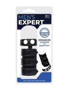 EXCELLENT POWER Ham pentru penis MEN’S EXPERT Cock Strap with Sheath ajustabil pentru jocuri erotice BDSM negru cu argintiu
