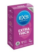 EXS Prezervative Extra Thick din latex lubrifiate groase și rezistente diametru 56 mm 12 bucăți