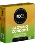 EXS Prezervative - Glowing lubrifiate si rezistente fosforescente in intuneric 1 x 3 buc