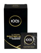 EXS Prezervative Rightway Gold - Dual Coloured Condoms din latex culoare alb cu auriu 12 bucăți