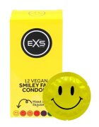 EXS Prezervative Smiley Face Condoms design multicolor cu zâmbet din latex diametru 54 mm 12 bucăți