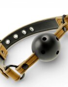 Fetish Submissive Căluș Breathable Gag pentru jocuri erotice BDSM cu bilă din neopren culoare maro