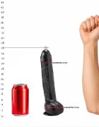 GANGBANGSTER Dildo gros SUMMUM by Broke textură realistă bază cu ventuză pentru fixare diametru 6 cm lungime inserabilă 26 cm negru