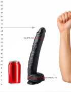 GANGBANGSTER Dildo gros SUMMUM by Eso Yo textură realistă bază cu ventuză pentru fixare diametru 6 cm lungime inserabilă 30 cm negru