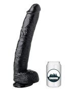 GANGBANGSTER Dildo gros SUMMUM by Eso Yo textură realistă bază cu ventuză pentru fixare diametru 6 cm lungime inserabilă 30 cm negru