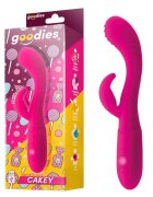 GOODIES Vibrator rabbit Sweetie Pleasures CAKEY cu stimulator dublu din silicon premium 10 funcții de vibrație roz fuchsia