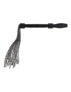 Hidden Desire Bici din piele naturală Chain Whip cu lanțuri metalice pentru jocuri erotice BDSM culoare negru cu argintiu