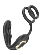 IBIZA Inel dublu de penis cu vibrator anal Wiggle Wearable Vibrator control prin telecomandă 10 funcții de rotație negru