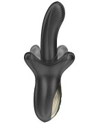 IBIZA Vibrator dublu Biting and Thrusting Vibrator 10 funcții de mușcături 10 funcții de penetrare automată negru