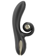 IBIZA Vibrator dublu Twister Vibrator cu stimulator clitoris curbat 10 funcții de rotație 10 funcții de vibrație negru