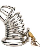 IMPOUND Cușcă pentru penis Spiral Male Chastity pentru castitate bărbați cu 3 inele pentru penis din metal culoare argintiu diamentru 4 cm