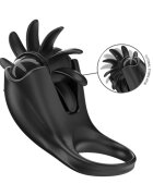 INTENSE Inel pentru penis cu stimulator Mabel 10 funcții de vibrație din silicon rezistent la apă IPX7 negru