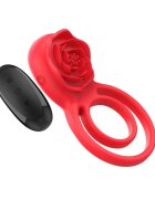 INTENSE Inel vibrator pentru penis GAIL In forma de trandafir control prin telecomanda 10 functii de vibratie culoarea rosu