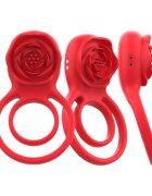 INTENSE Inel vibrator pentru penis GAIL In forma de trandafir control prin telecomanda 10 functii de vibratie culoarea rosu
