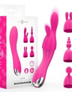 INTENSE Vibrator Cher cu 20 funcții de vibrație 4 capete interschimbabile design ergonomic rezistent la apă culoare roz 18.2 cm