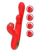INTENSE Vibrator triplu Katy Multifunction cu 4 capete interschimbabile cu funcții diverse rezistent la apă IPX7 roșu