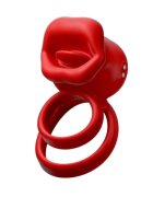 INTOYOU Inel pentru penis Bittey Cock Ring în formă de gură 10 moduri de vibrație 10 tipuri de mușcături culoare roșu