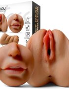 INTOYOU Masturbator manual triplu Jess simulare vaginală anală și orală realistă din TPE rezistent la apă culoare naturală