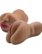 INTOYOU Masturbator realist dublu Sela interior texturat simulare orală și vaginală material moale și flexibil rezistent la apă culoarea pielii 18 cm 635 g
