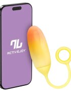 INTOYOU Ou vibrator APP -Double Layer pentru stimularea sexuală feminină control prin aplicație 10 funcții de vibrație 19.5 cm portocaliu/ galben