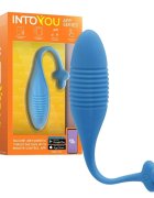 INTOYOU Ou vibrator APP - Thrusting pentru stimularea sexuala feminina control prin aplicatie 8 functii de vibratie 20.5 cm x 3.5 cm albastru