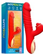 INTOYOU Vibrator APP - Ascen control prin aplicatie 10 functii de vibratie interna si clitoridiana 24.8 cm x 3.5 cm rosu