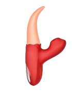 INTOYOU Vibrator dublu în formă de limbă MARTINELLA Crazy Tongue cu 10 funcții de vibrație cu stimulator clitoris cu 10 funcții de pulsații roșu